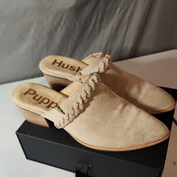 Hush Puppies Tan Suede Mules with Braided Accent - Picture 4 of 9